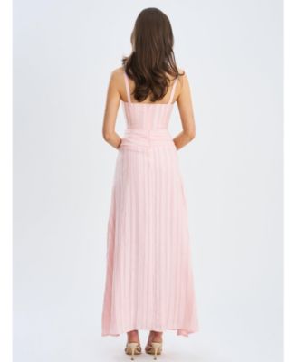 Mallory Stripe Jacquard High Slit Gown