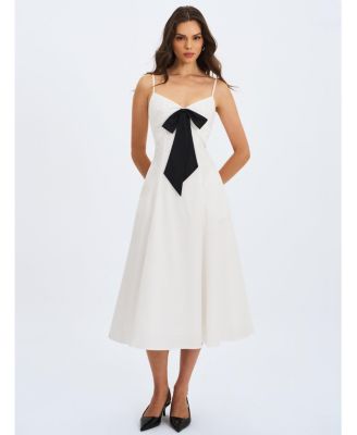  Corinne Poplin Flared Maxi Dress with Removable Bow