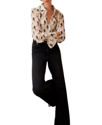  Women's Horse Print Sheer Blouse