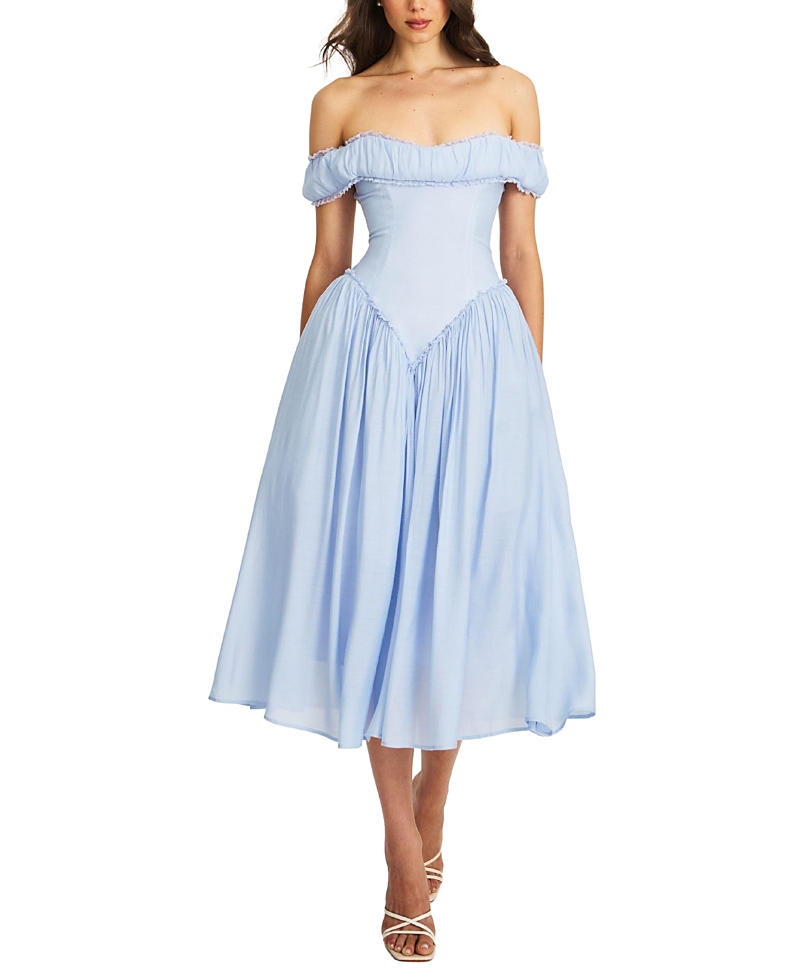 Miss Circle Xavy Rayon Off Shoulder Corset Midi Dress