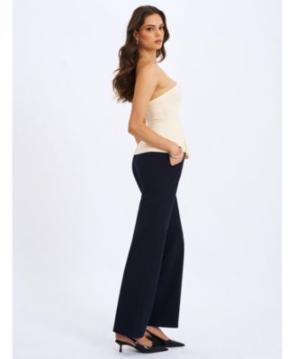  Yani Asymmetrical Lapel Sleeveless Peplum Top