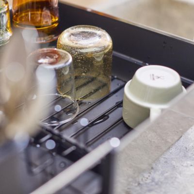 Extend Steel Plus Expandable Dish Rack with Wine Glass Holder - Black