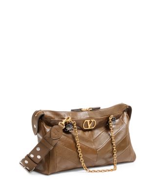Panthea Nappa Leather Chevron VLogo Shoulder Bag