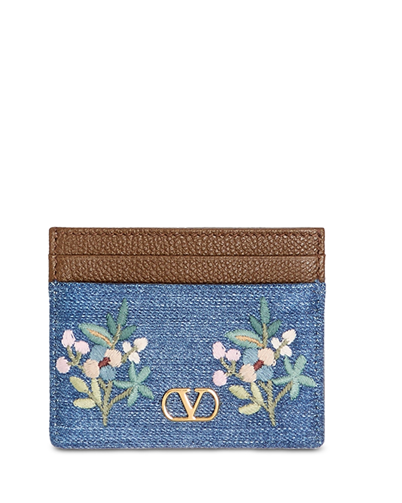 Valentino Garavani Vlogo Signature Denim Cardholder