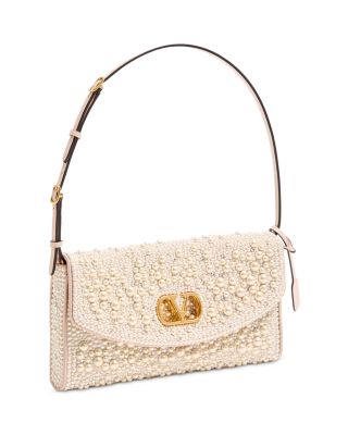 DeVain VLogo Small Shoulder Bag With Pearls And Rhinestones