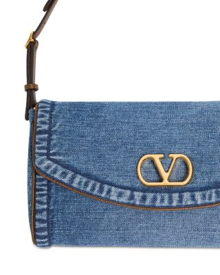DeVain VLogo Small Denim Shoulder Bag