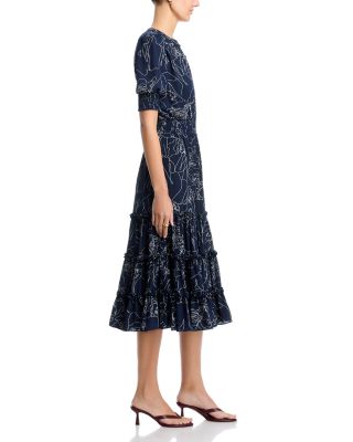 Elbow Sleeve Button Down Airflow Fit and Flare Dress