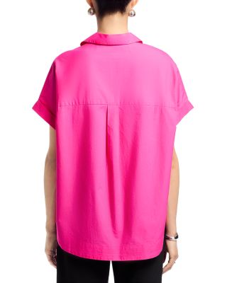Poplin Collar Short Sleeve Pullover Top