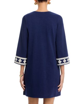 Sunset Harbor Embroidered Three Quarter Sleeve Dress