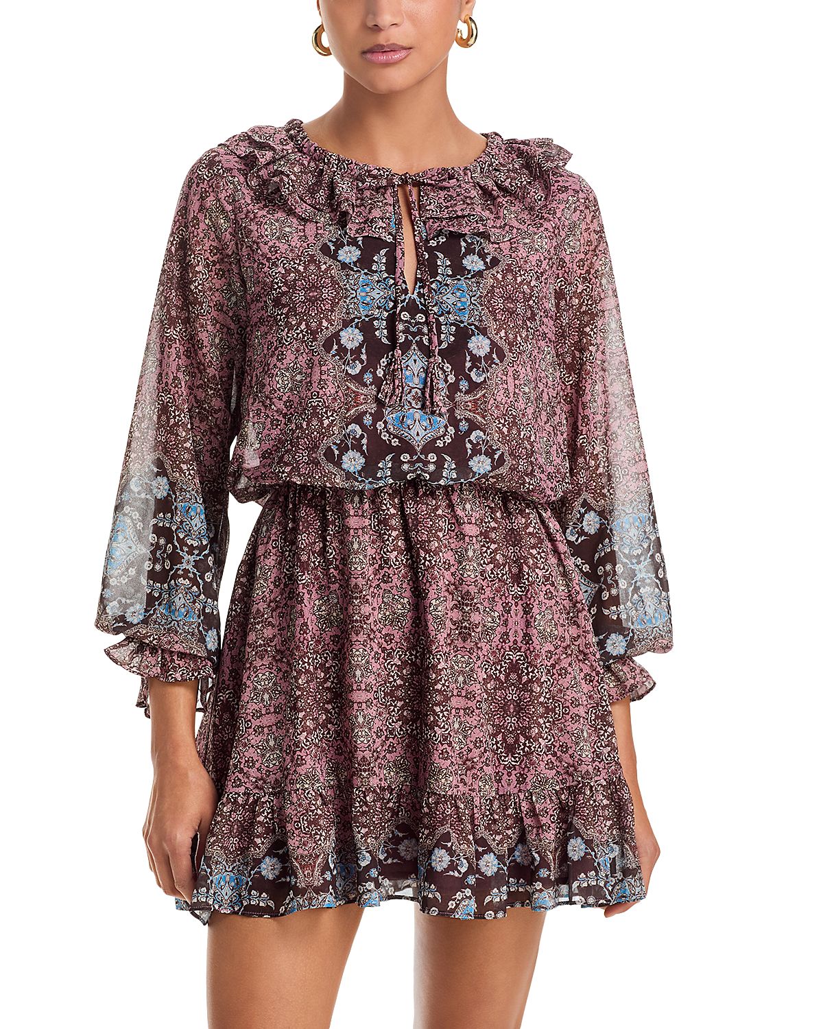 Aqua Ruffled Mini Dress