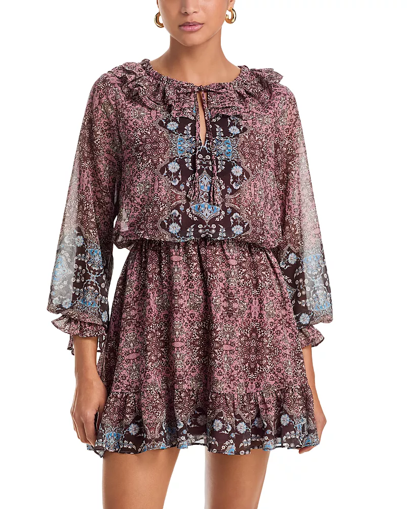 Aqua Ruffled Mini Dress