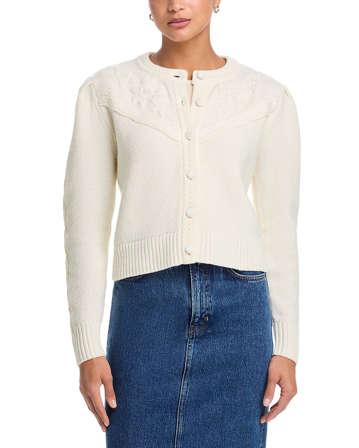 Aqua Floral Embroidered Cardigan - Exclusive
