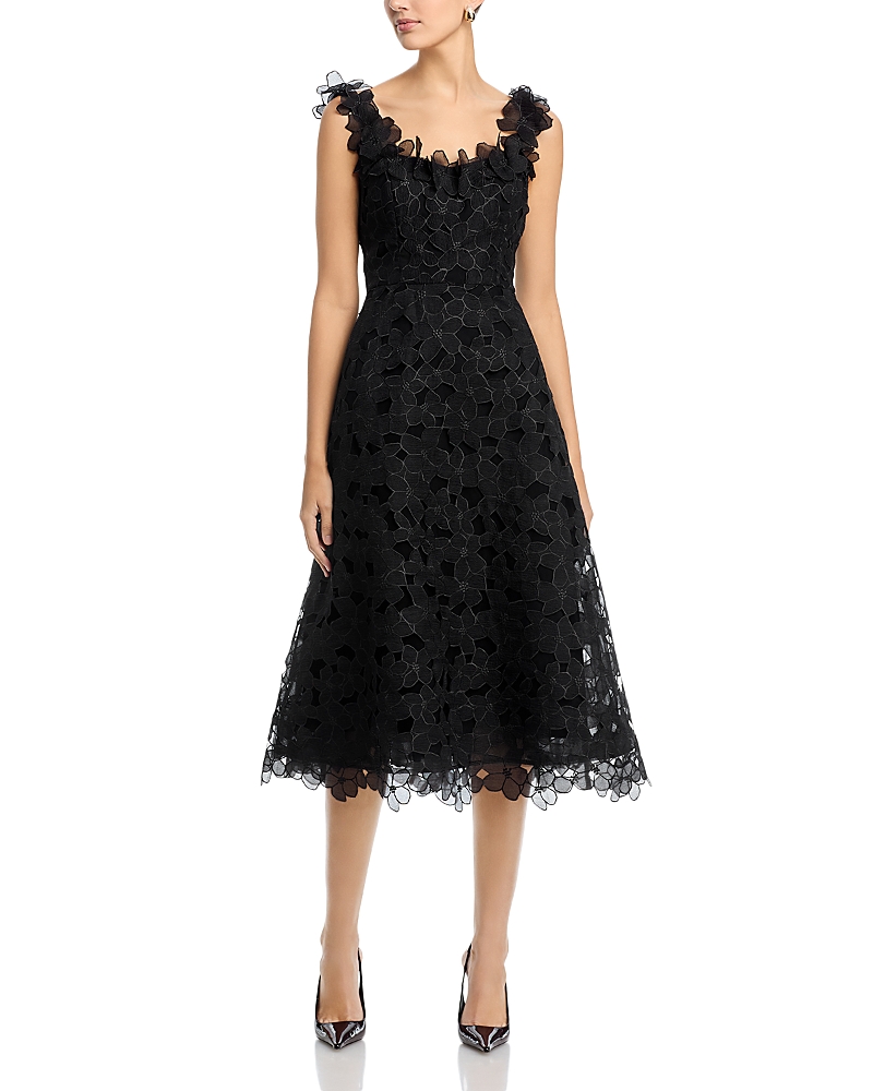 Teri Jon by Rickie Freeman Organza Lace 3D Floral Dress