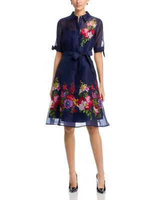 Floral Border Shirtdress