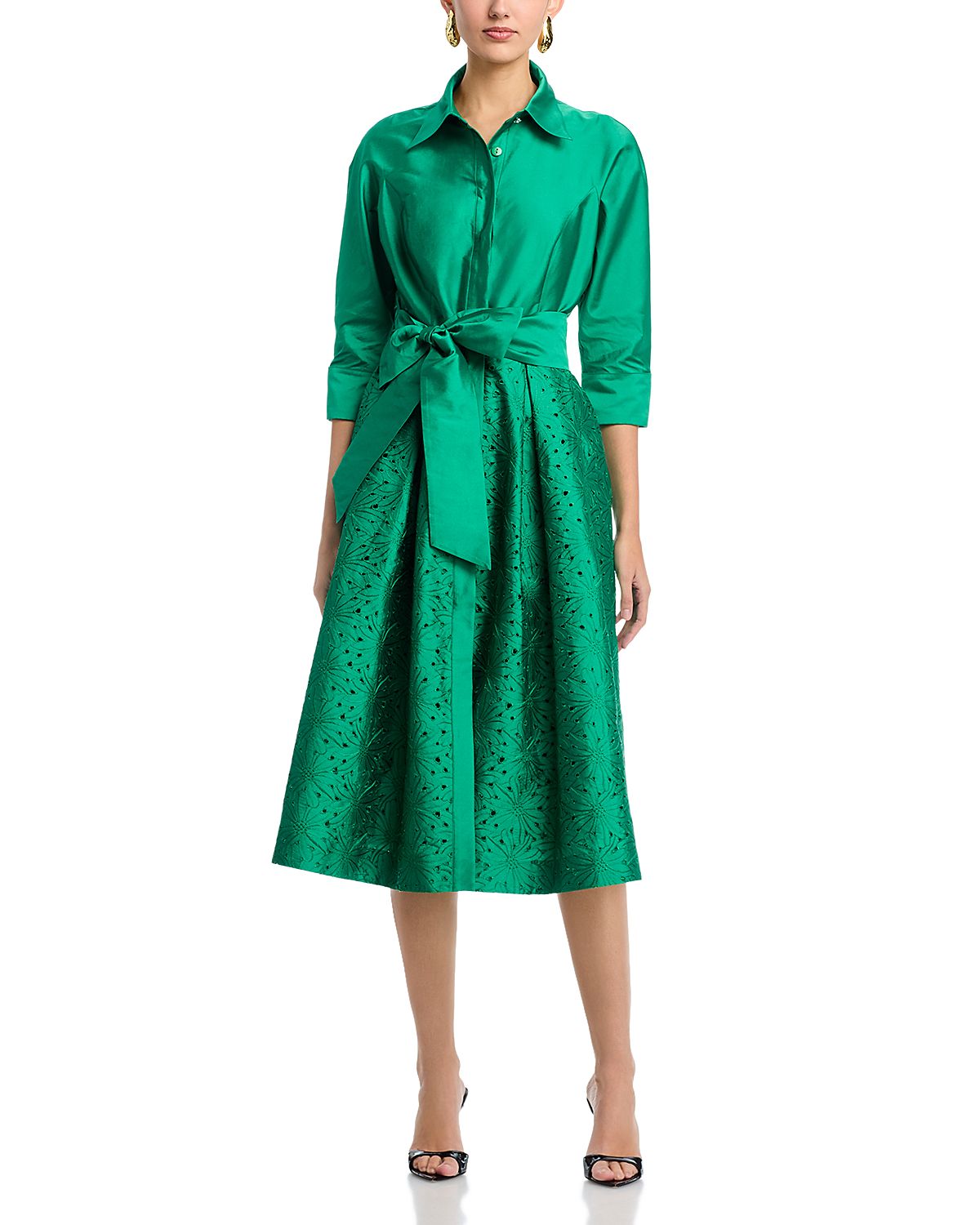 Teri Jon by Rickie Freeman Satin Shirtdress
