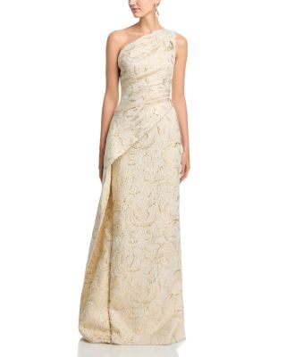Metallic Jacquard One Shoulder Gown