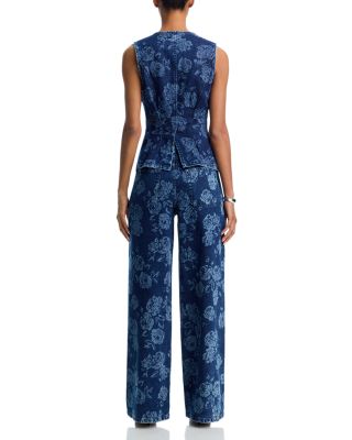 Jaxon Printed High Rise Relaxed Barrel Jeans in Rose Frost