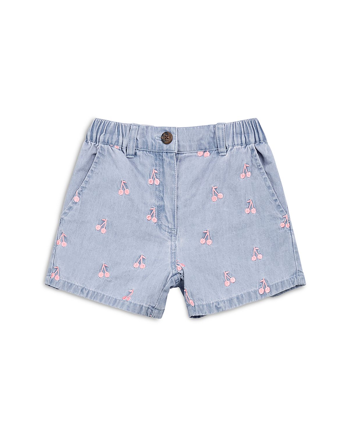 Miles The Label Girls' Cherry Embroidered Chambray Shorts - Little Kid, Big Kid