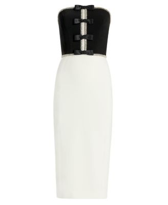  Odette Bow-Embellished Beaded Midi Dress