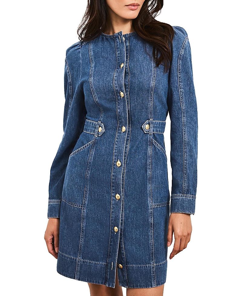 Mint Velvet Women's Denim Puff Sleeve Mini Dress