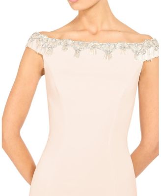  Valorie Beaded Off-Shoulder Midi Dress