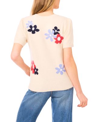 Groovy Flower Short Sleeve Pullover Sweater