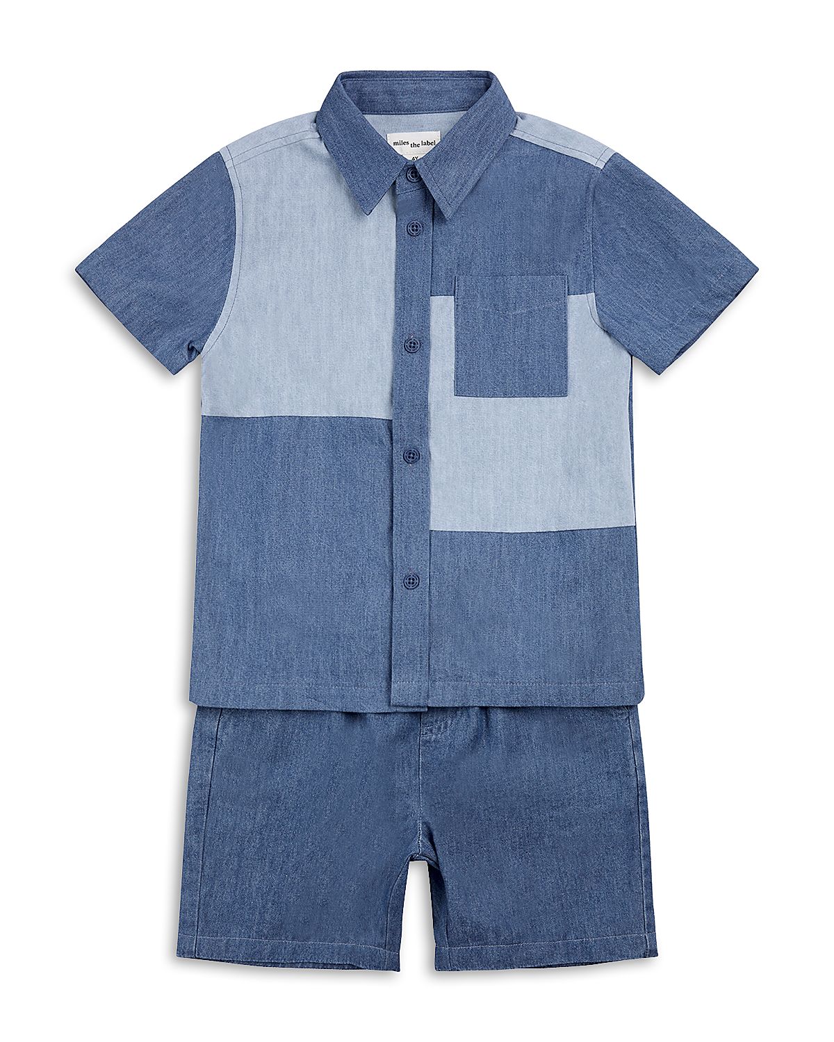 Miles The Label Boys' Chambray Patchwork Shirt & Shorts Set - Baby