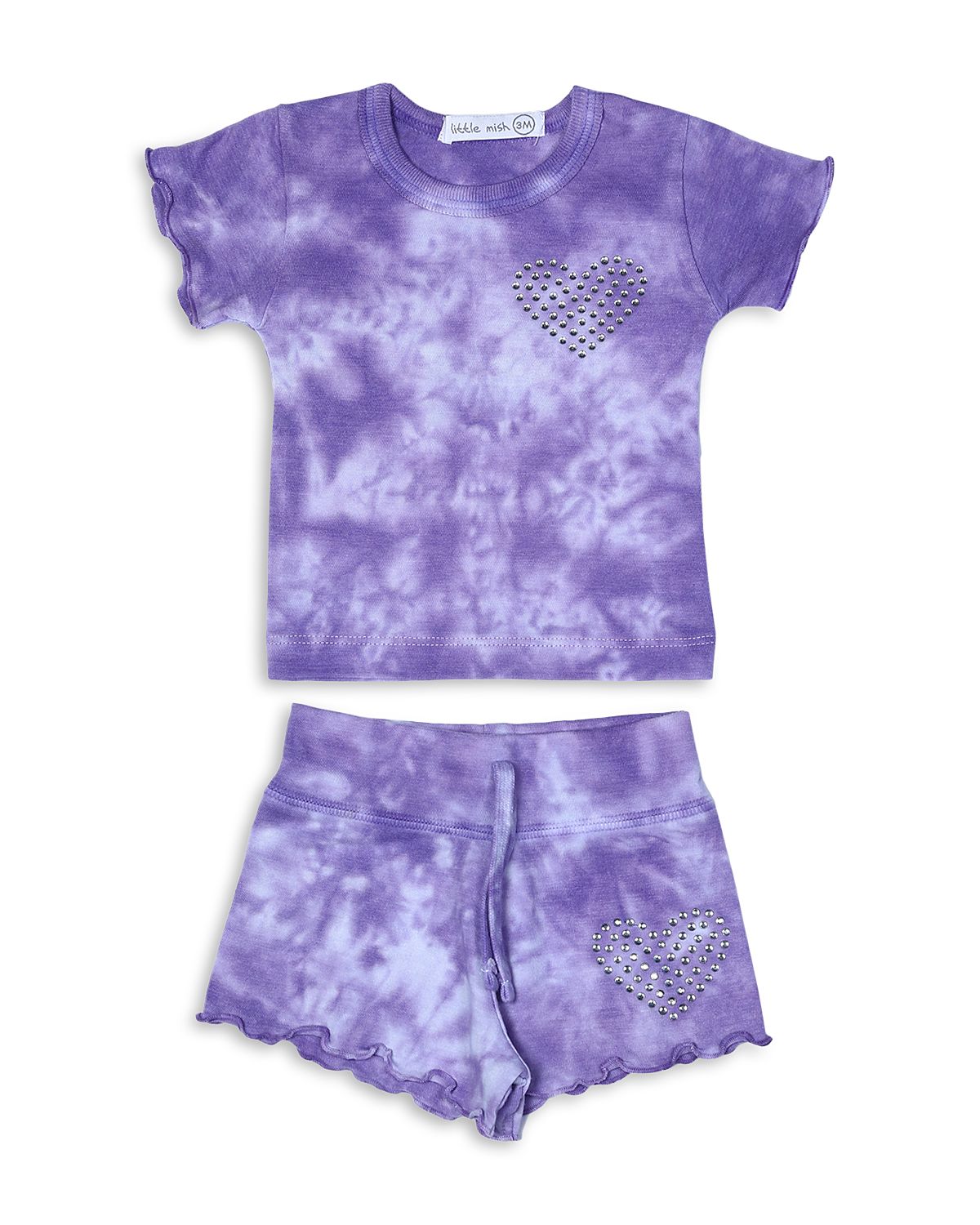 Little Mish Girls' Tie Dyed Heart Tee & Shorts Set - Baby