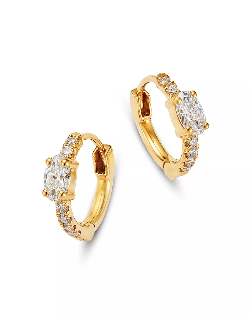 Moon & Meadow 14K Yellow Gold Lab Grown Diamond Oval & Round Hoop Earrings