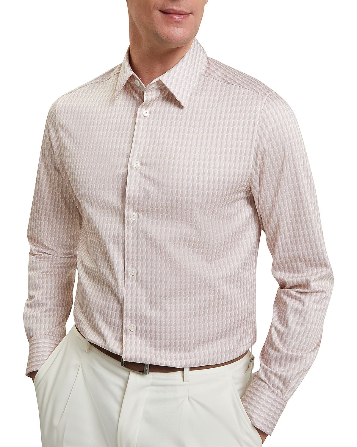 Ted Baker Firdawi Long Sleeve Slim Stripe Geo Shirt