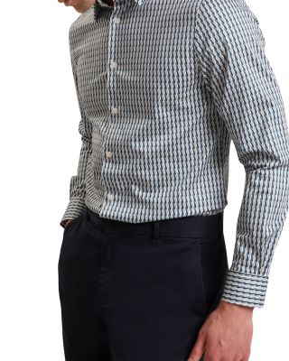 Ted Baker Firdawi Long Sleeve Slim Stripe Geo Shirt