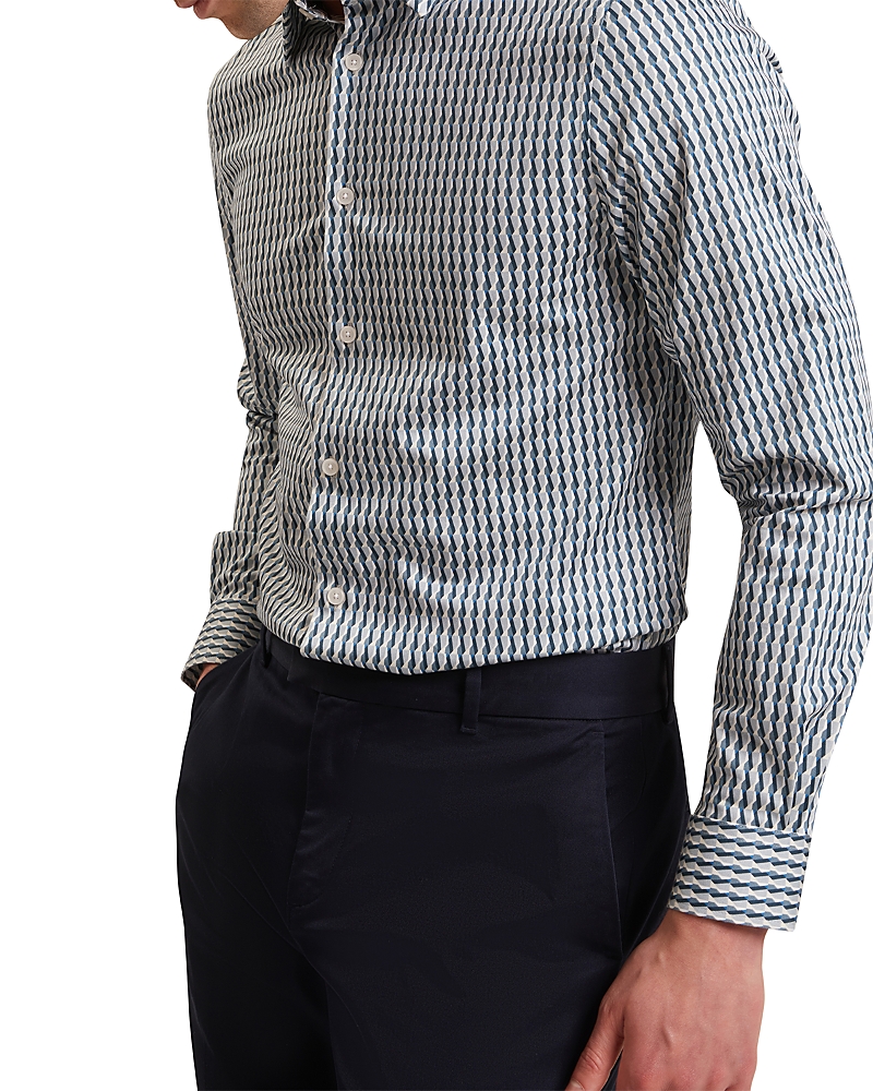 Ted Baker Firdawi Long Sleeve Slim Stripe Geo Shirt