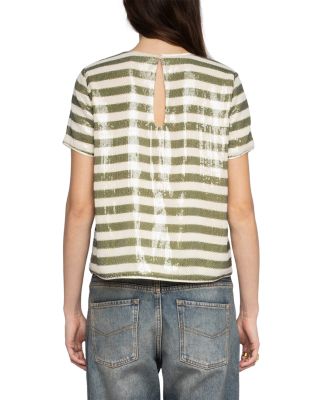 Tchao Sequin Stripe Top 