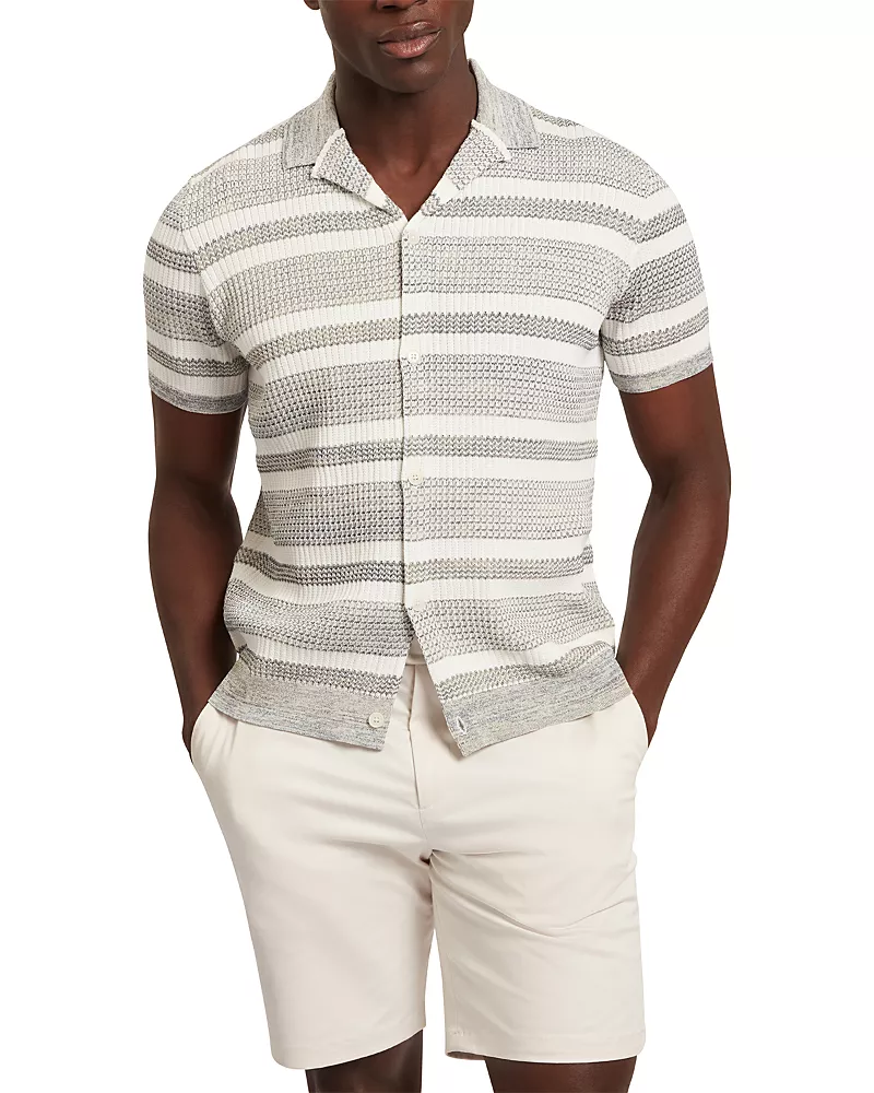 Ted Baker Flacks Short Sleeve Relaxed Fit Stripe Shirt