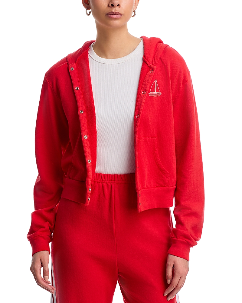 Aqua Sadie Sailboat Snap Front Hoodie - Exclusive