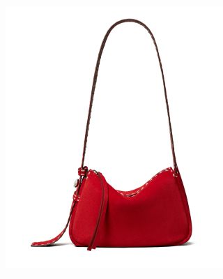 Romy Small Pick Stitch Suede Shoulder Bag