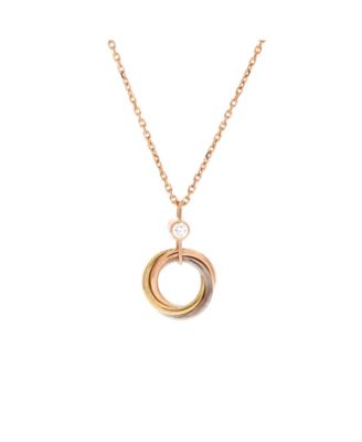  Trinity Pendant Necklace 18K Tricolor Gold with Diamond, 17.25"