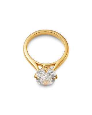 Certified Lab Grown Diamond Elongated Cushion Solitaire Ring in 18K Yellow Gold, 4.0 tcw