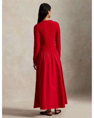 Lunar New Year Cable Knit Mixed Media Dress