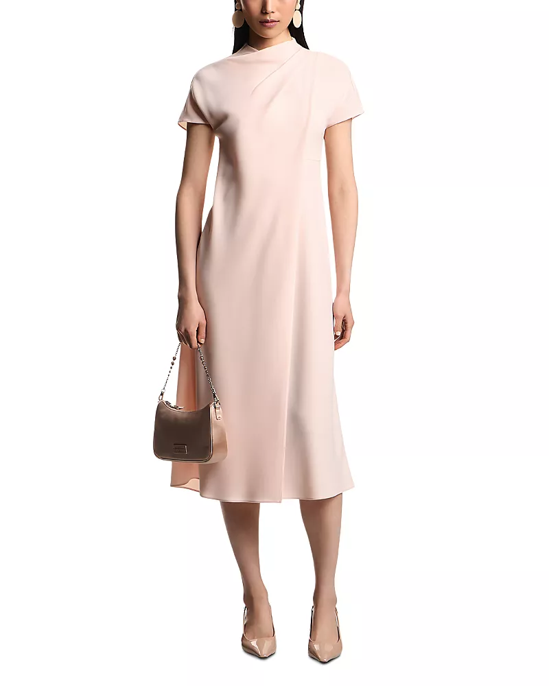 Emporio Armani Pleated Shoulder Draped Dress