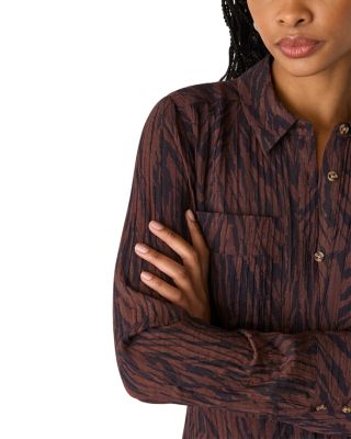 Zebra Print Collared Shirt Dress