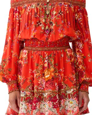 Ol&eacute; Ol&eacute; Silk Off Shoulder Short Dress