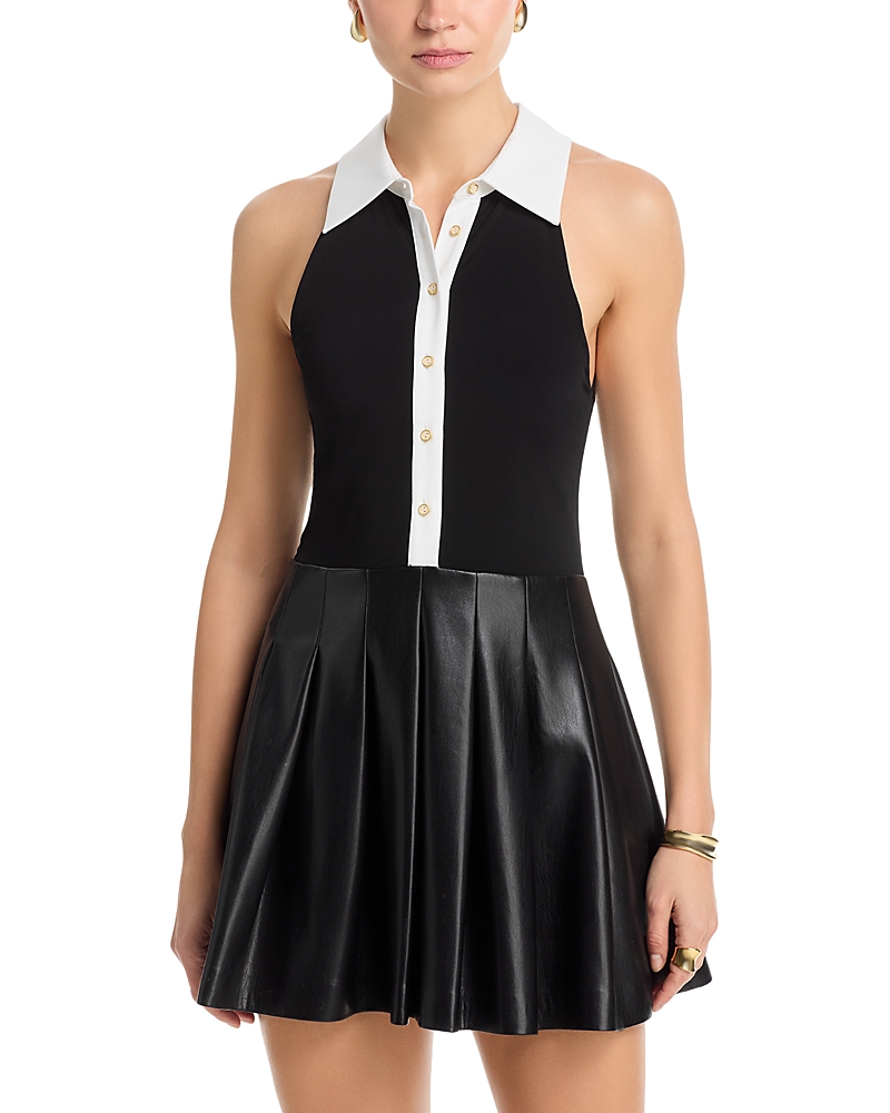Alice and Olivia Tate Faux Leather Sleeveless Dress