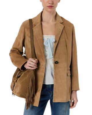 Gerard Darel Taely Suede Blazer In Sand