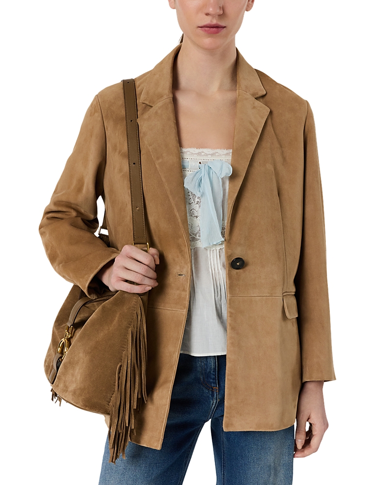 Gerard Darel Taely Suede Blazer In Sand