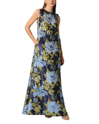 Floral Jacquard Trapeze Gown