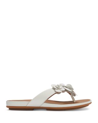 Women's Gracie Flower Leather Flip Flops