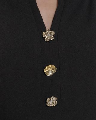 Flower Button Scuba Crepe Sheath Dress