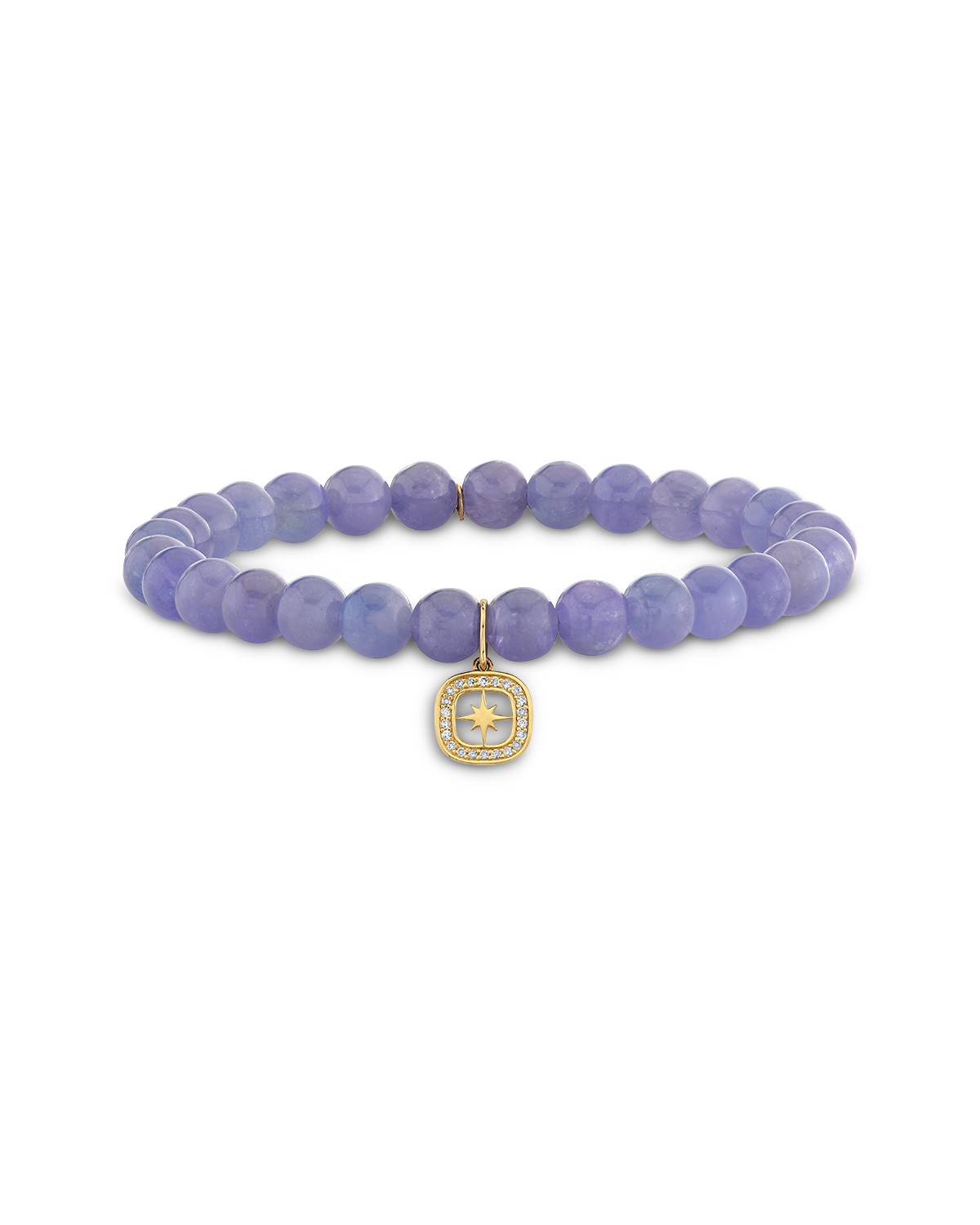 14K Yellow Gold Celestial Diamond Starburst & Amethyst Bead Charm Bracelet