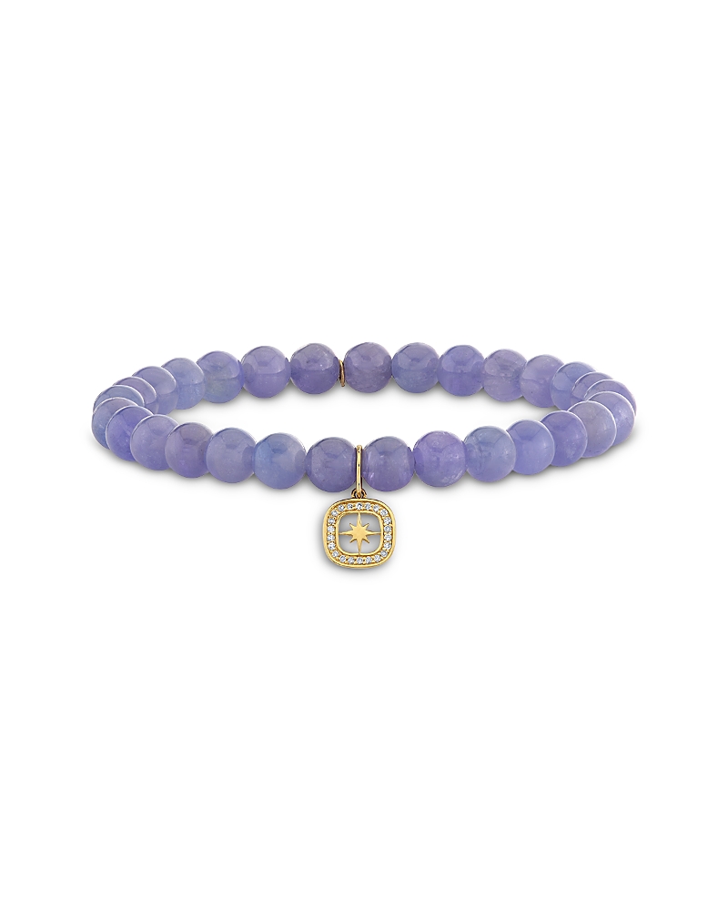 Sydney Evan 14K Yellow Gold Celestial Diamond Starburst & Amethyst Bead Charm Bracelet